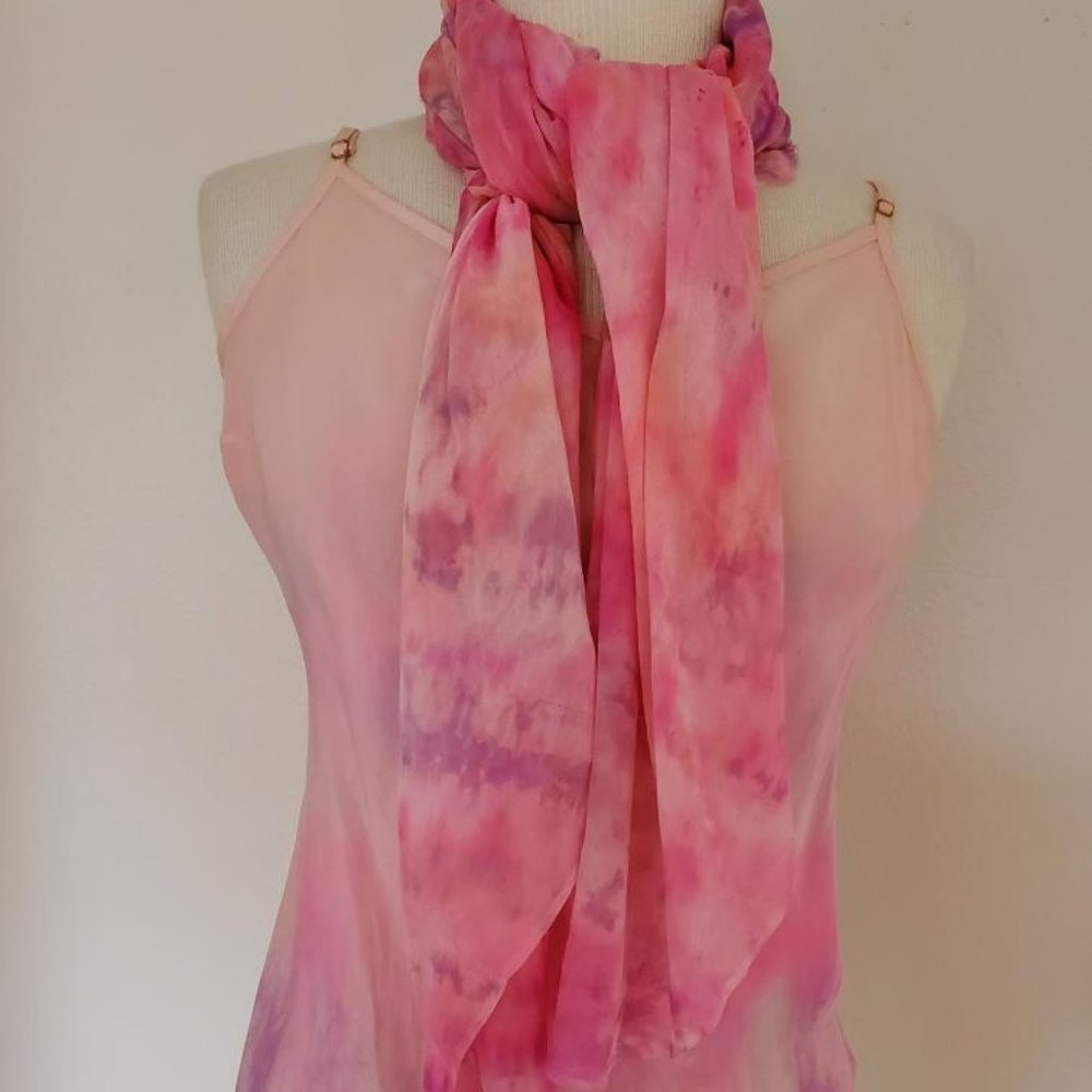 NEW JCrew silk blouse tanktop painted tie dyed camisole pink blue purple white